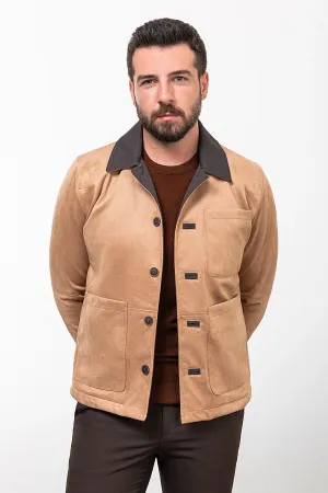 Brabion Eden Beige Suede Slim Fit Jacket