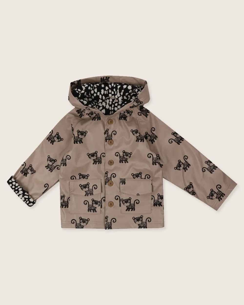 Brown Leopard Print Hooded Raincoat