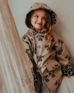 Brown Leopard Print Hooded Raincoat