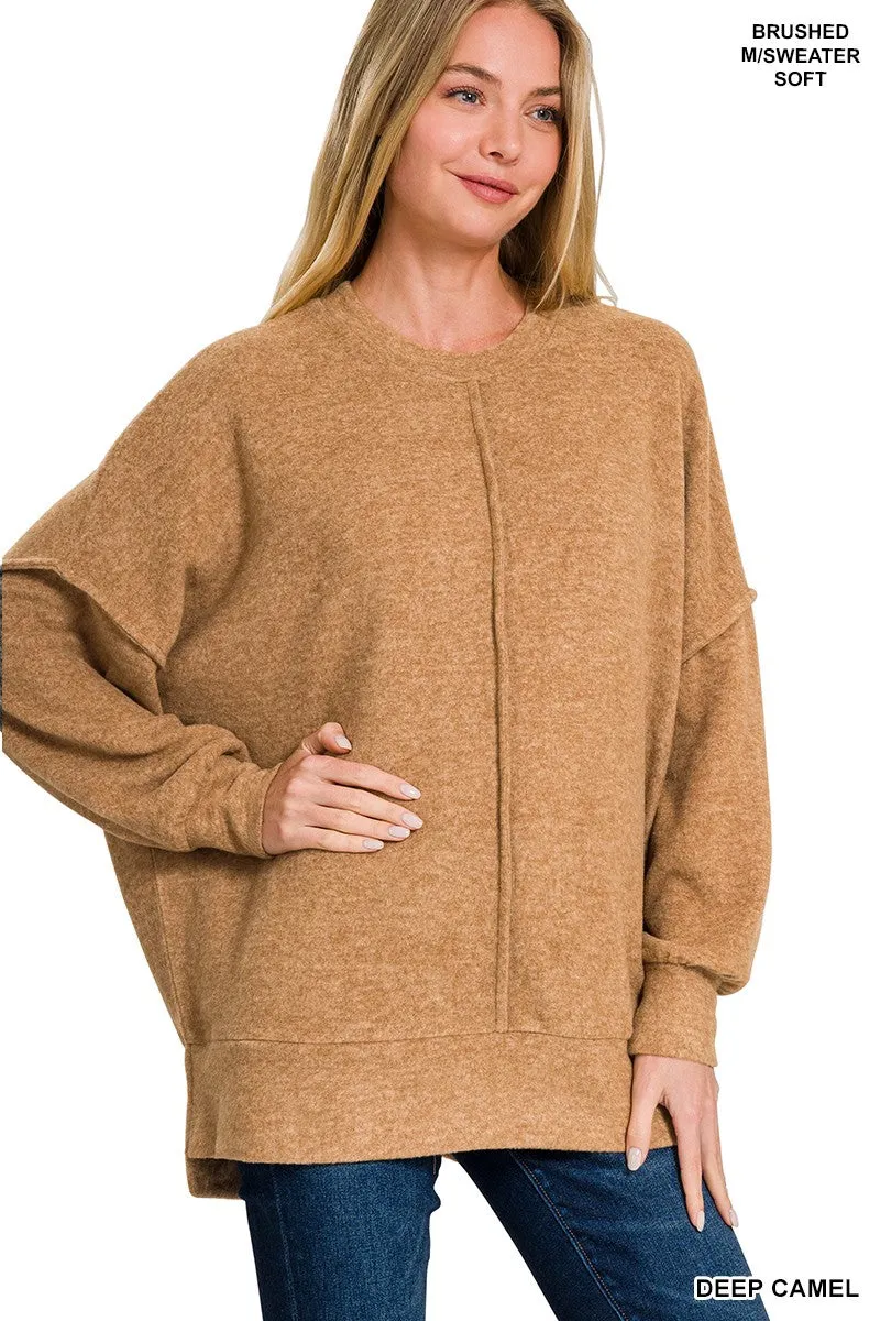 Brushed Melange Hacci Oversized Sweater Top* - Final Sale