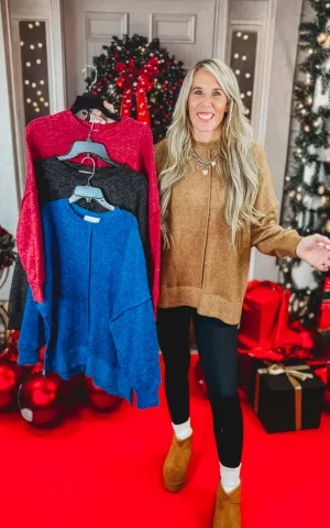 Brushed Melange Hacci Oversized Sweater Top* - Final Sale