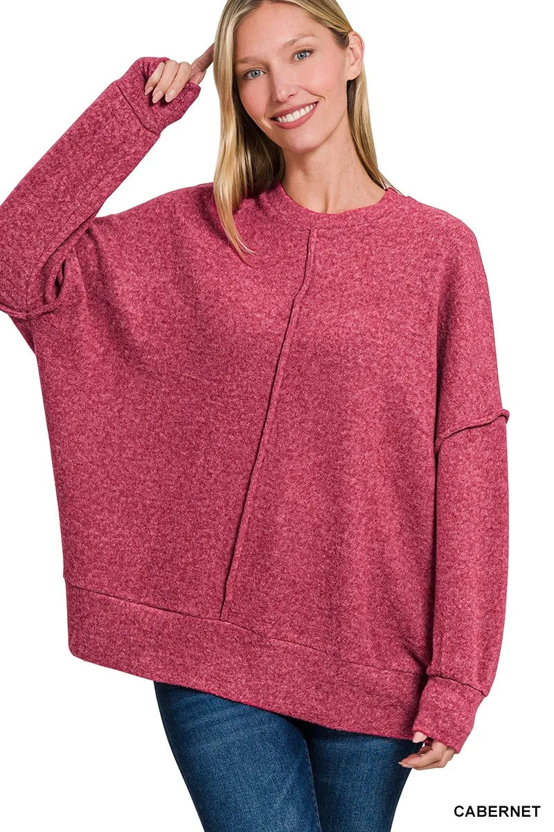 Brushed Melange Hacci Oversized Sweater Top* - Final Sale