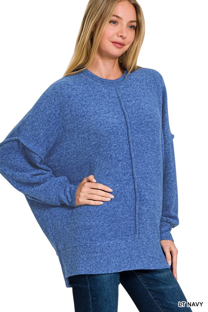 Brushed Melange Hacci Oversized Sweater Top* - Final Sale