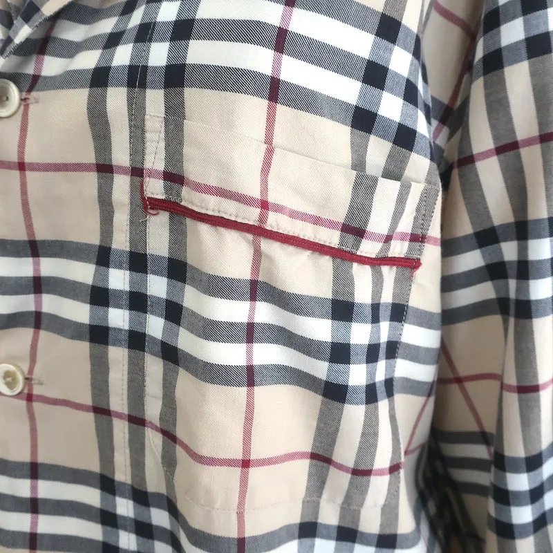 Burberry Nova Check Pajamas Beige Cotton Size Medium Shirt & Pants Set