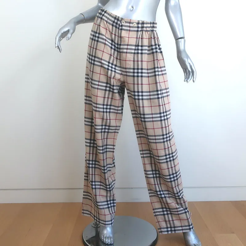 Burberry Nova Check Pajamas Beige Cotton Size Medium Shirt & Pants Set