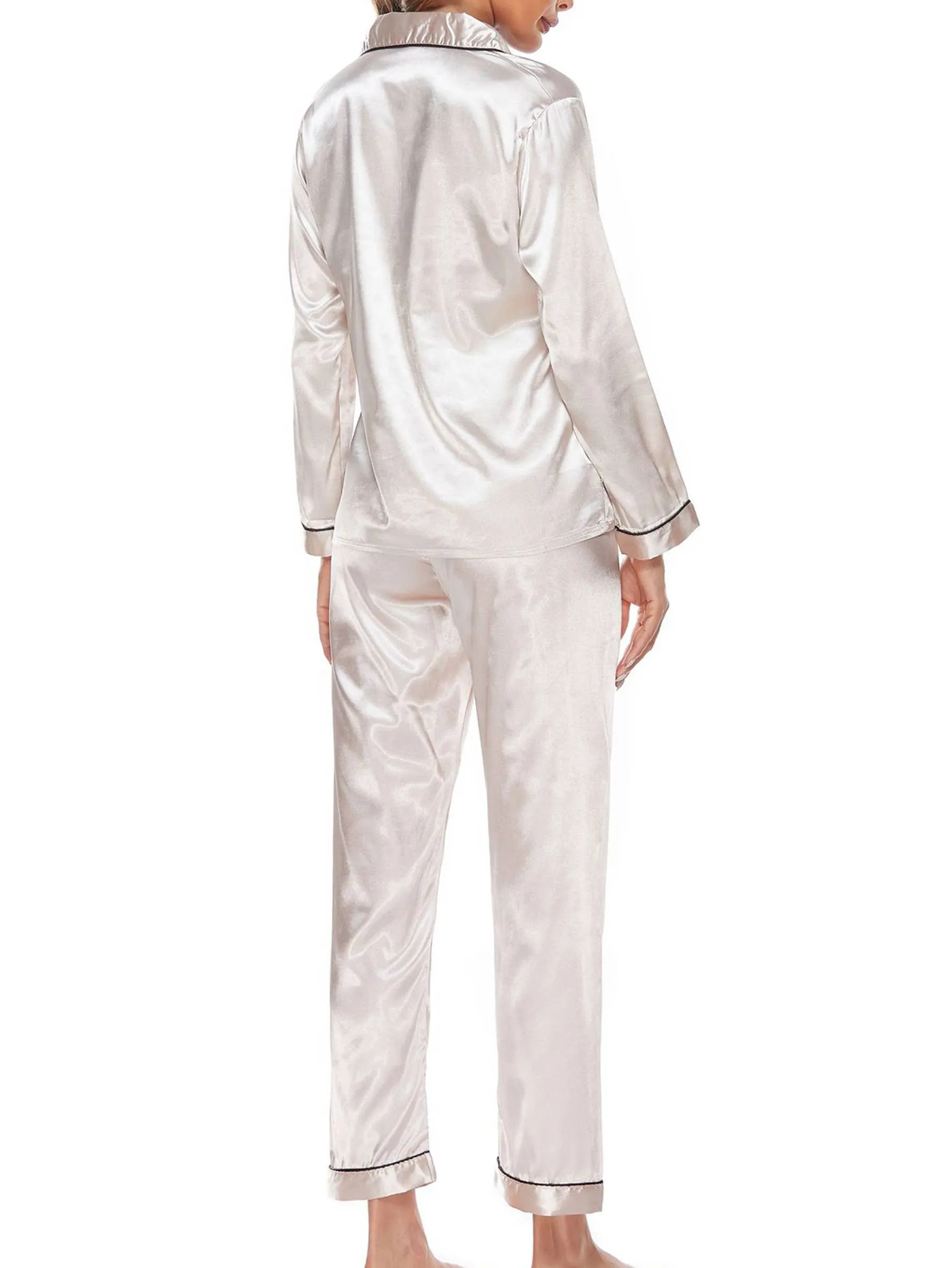 Button Up Pajamas for Women Long Sleeve Soft Set: L / Champagne