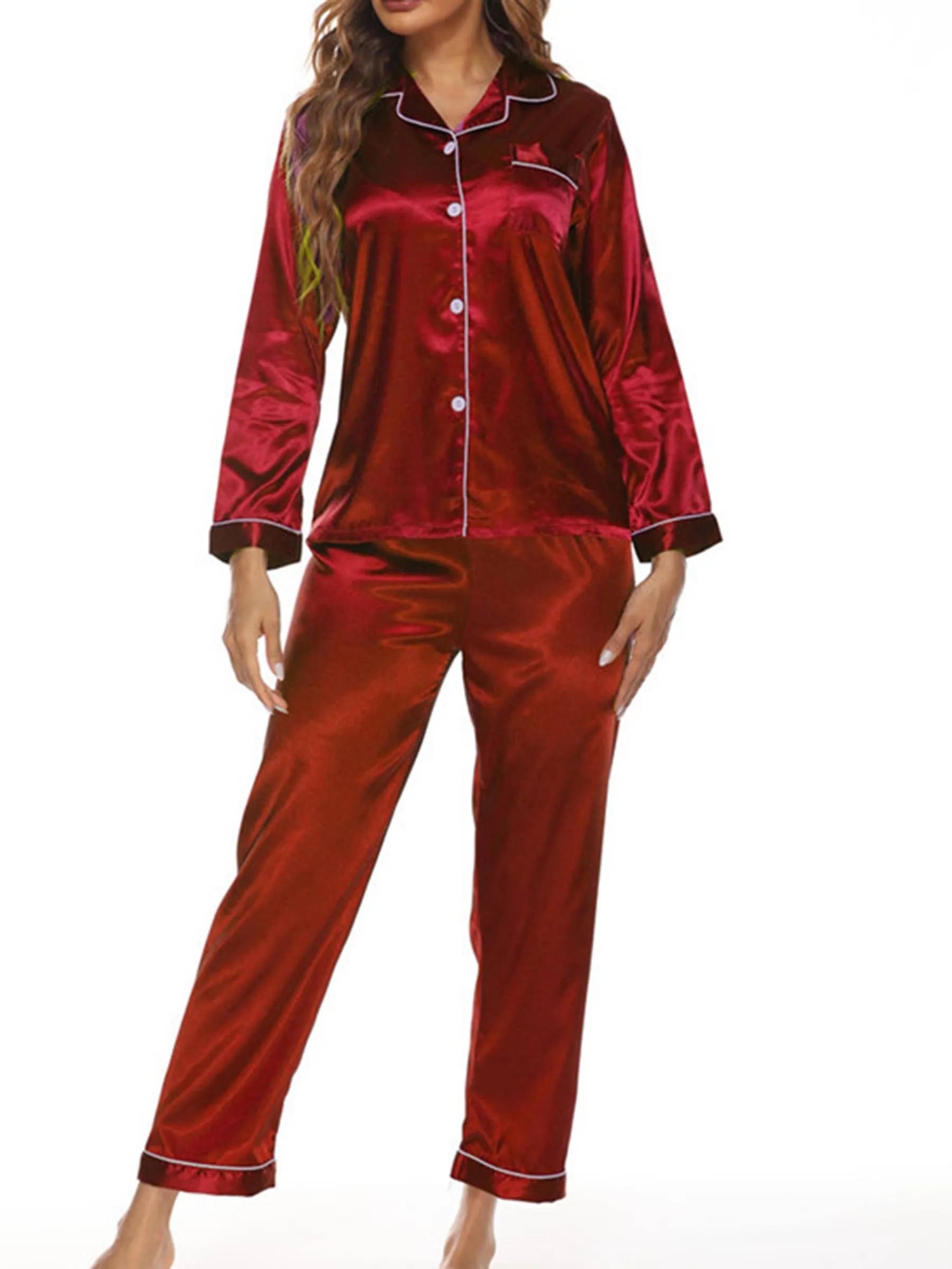 Button Up Pajamas for Women Long Sleeve Soft Set: S / Champagne