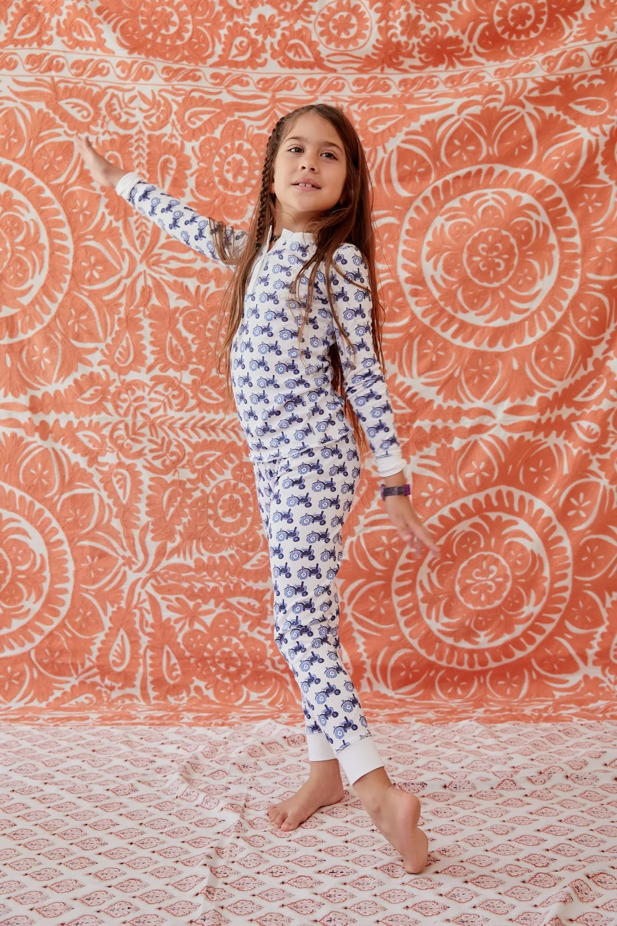 Cameron Kids Pajama Set - Blue Tractor