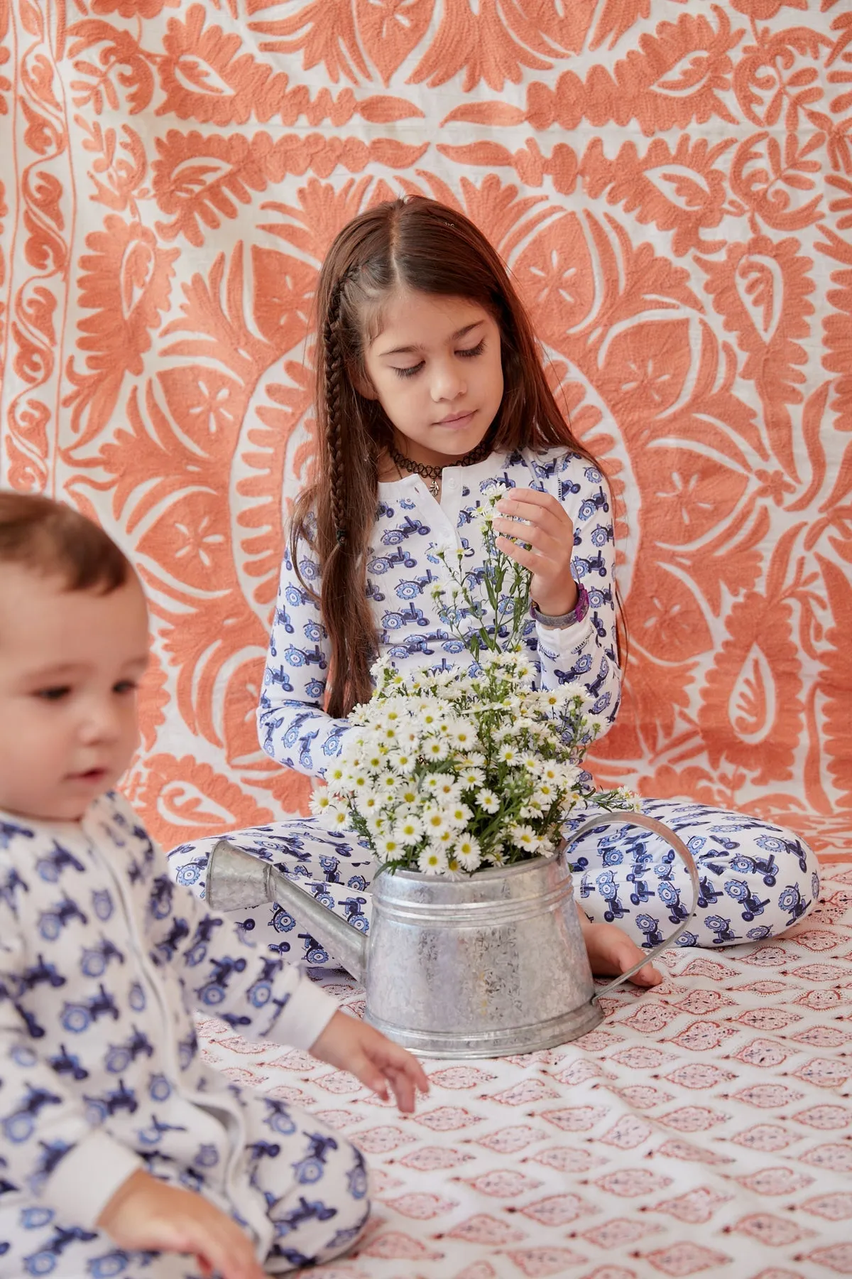 Cameron Kids Pajama Set - Blue Tractor