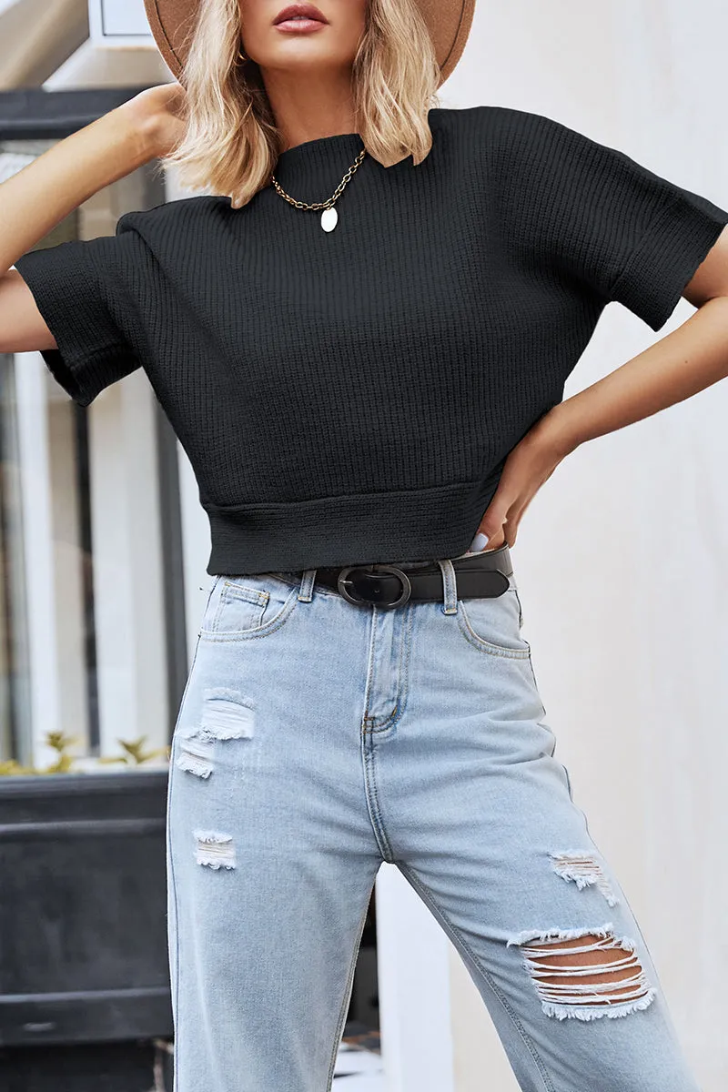 Casual Simplicity Solid O Neck Tops
