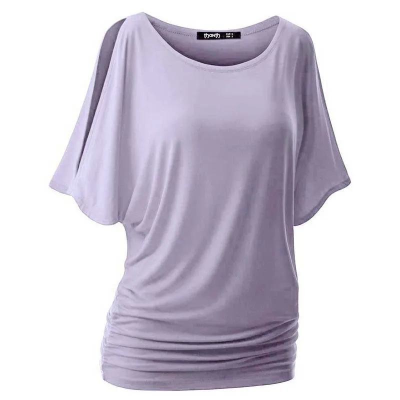 Casual Women Loose Bat Sleeve Short Black/White T-shirt Casual Slim Tops Plus Size