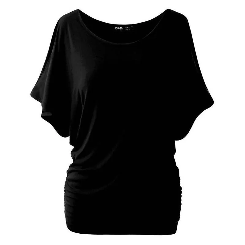 Casual Women Loose Bat Sleeve Short Black/White T-shirt Casual Slim Tops Plus Size