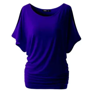 Casual Women Loose Bat Sleeve Short Black/White T-shirt Casual Slim Tops Plus Size