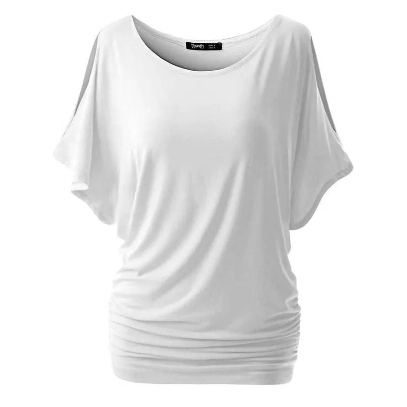 Casual Women Loose Bat Sleeve Short Black/White T-shirt Casual Slim Tops Plus Size