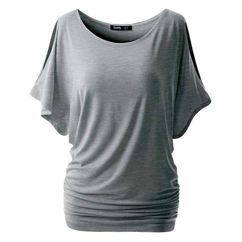Casual Women Loose Bat Sleeve Short Black/White T-shirt Casual Slim Tops Plus Size