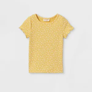 Cat & Jack Toddler Girls' Printed Ribbed Short Sleeve T-Shirt