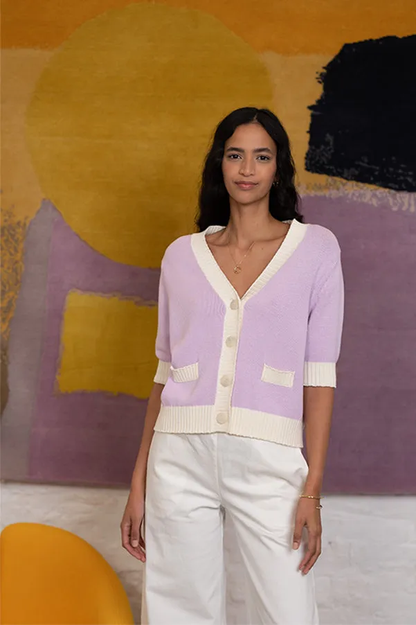 CHARLIZE PURPLE TWO TONE CARDIGAN