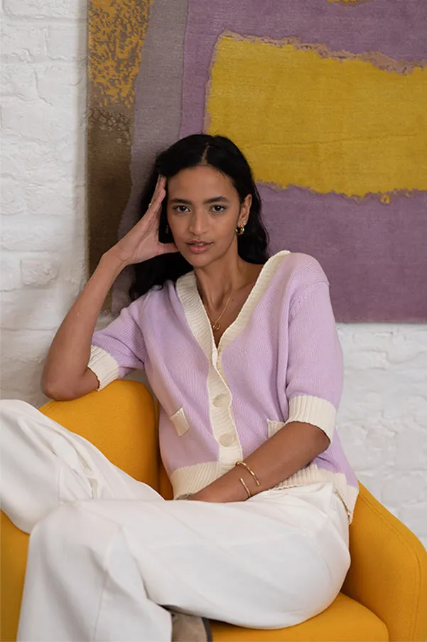 CHARLIZE PURPLE TWO TONE CARDIGAN