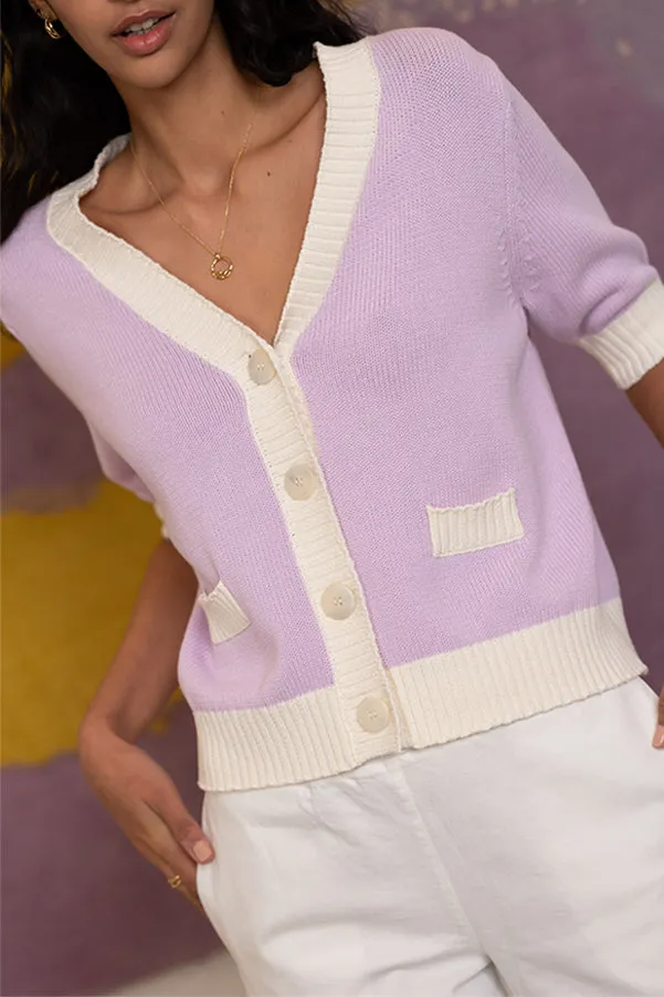CHARLIZE PURPLE TWO TONE CARDIGAN