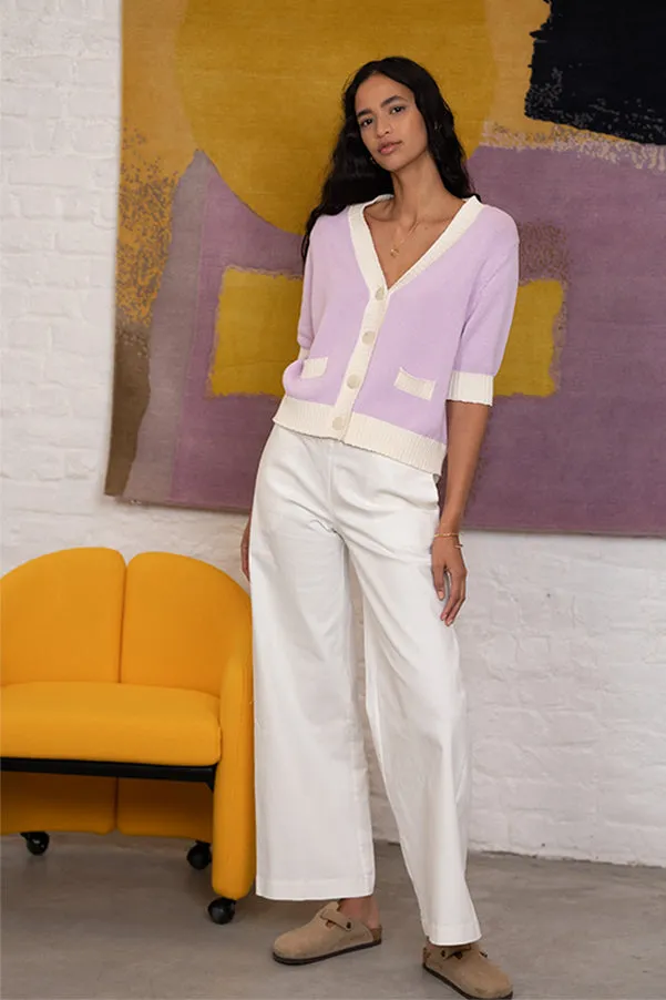 CHARLIZE PURPLE TWO TONE CARDIGAN