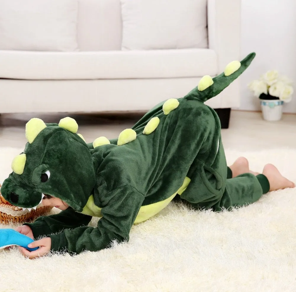Children's Pajamas Cartoon New Jumpsuit Flannel Dinosaur Animal Play Suit