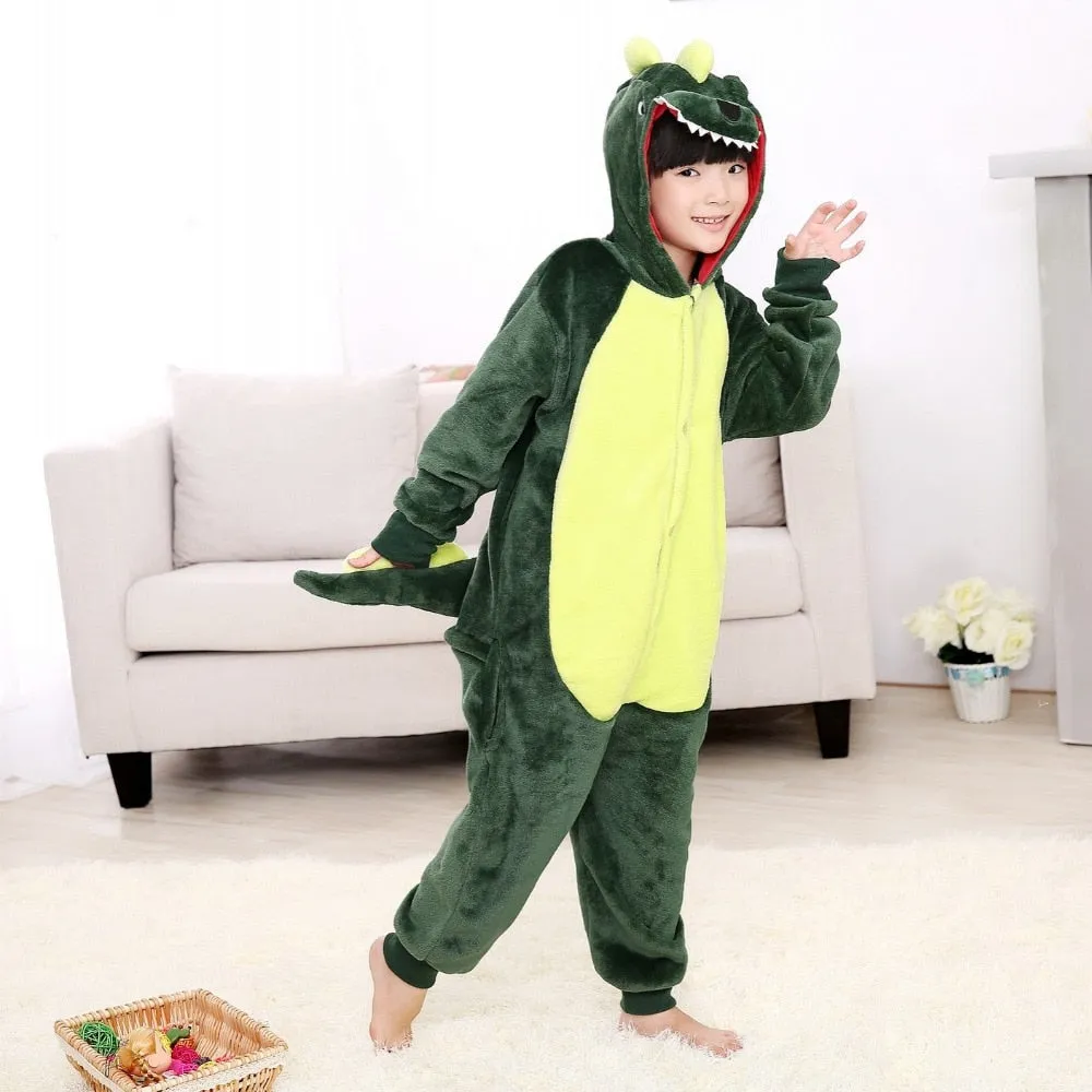 Children's Pajamas Cartoon New Jumpsuit Flannel Dinosaur Animal Play Suit