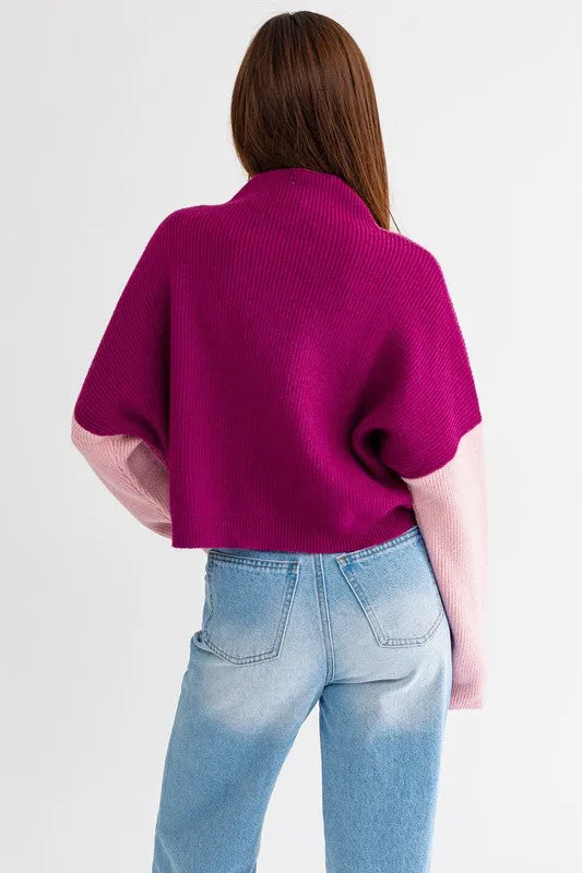 COLOR BLOCK OVERSIZED SWEATER