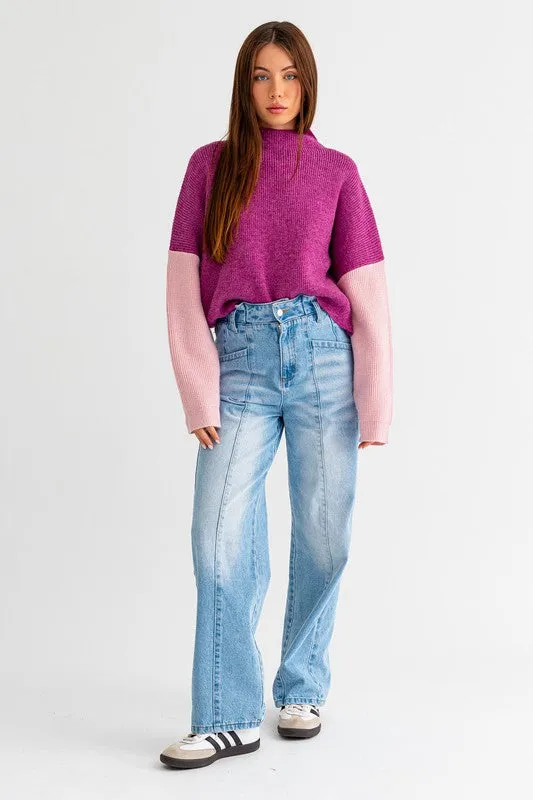 COLOR BLOCK OVERSIZED SWEATER