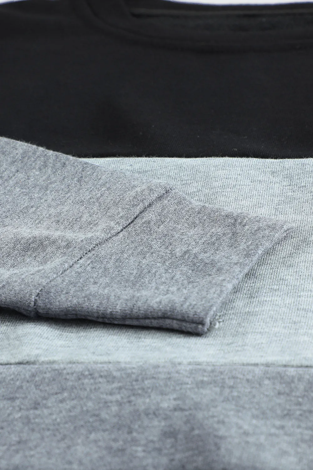 Colorblock Black Contrast Stitching Sweatshirt with Slits