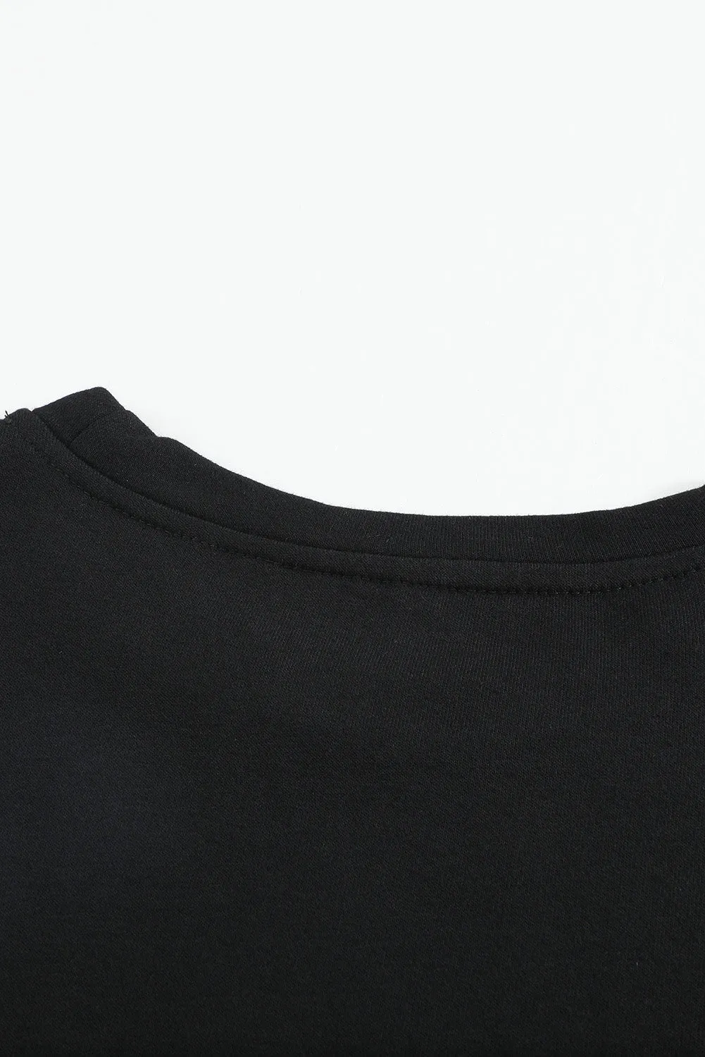 Colorblock Black Contrast Stitching Sweatshirt with Slits