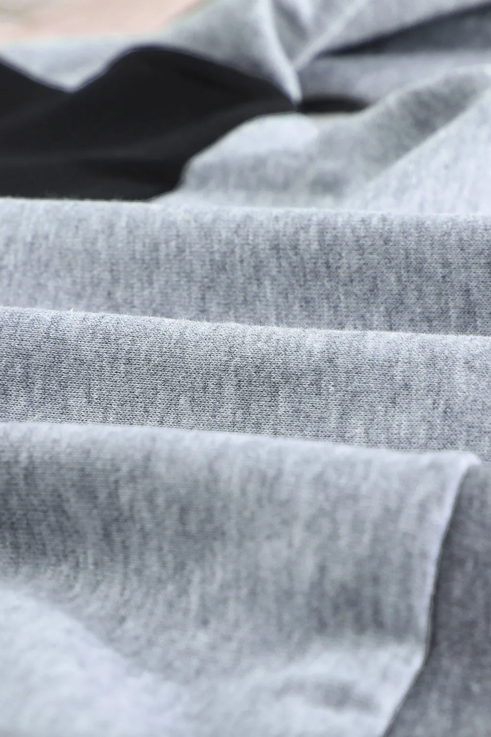 Colorblock Black Contrast Stitching Sweatshirt with Slits