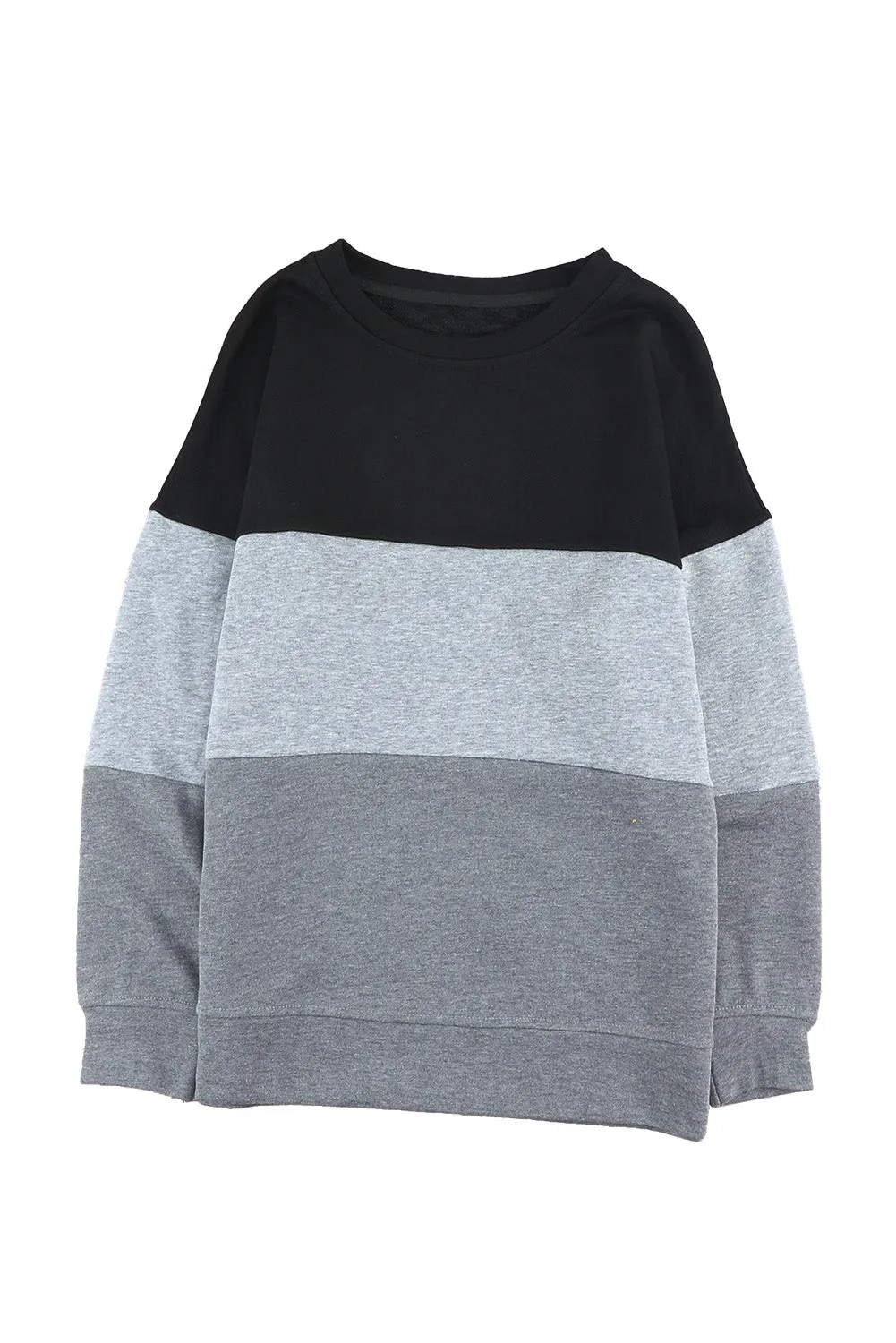 Colorblock Black Contrast Stitching Sweatshirt with Slits