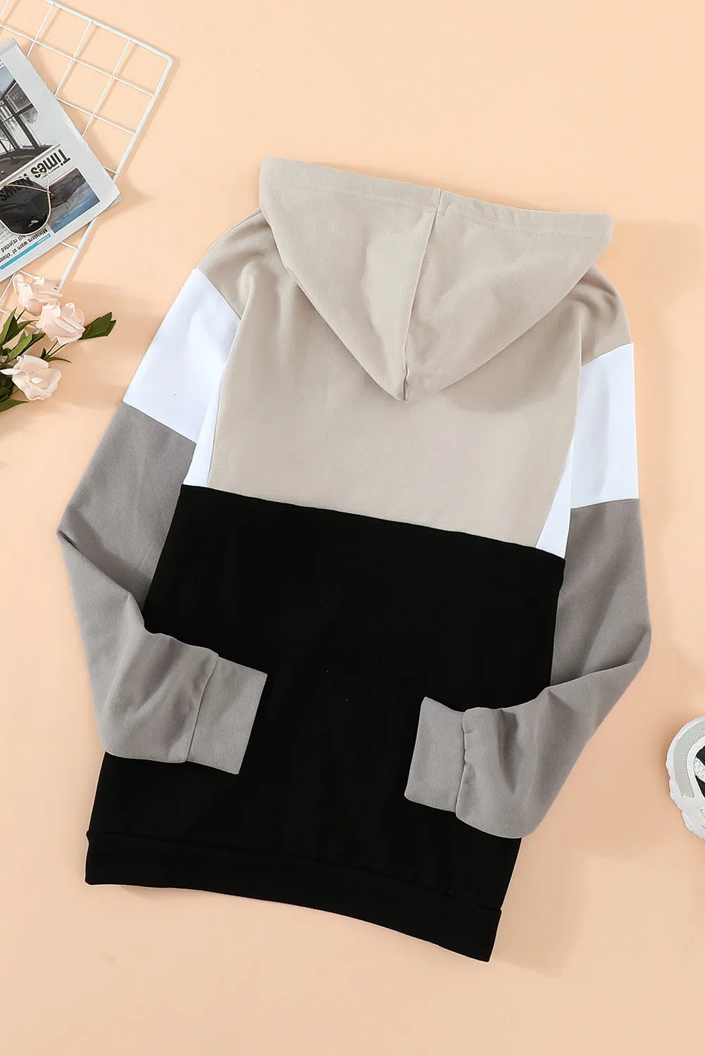 Colorblock Quarter Zip Pullover Hoodie