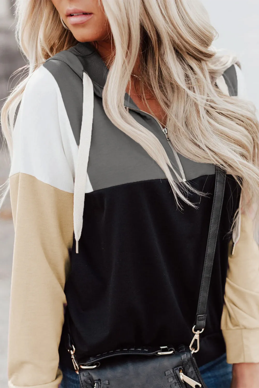 Colorblock Quarter Zip Pullover Hoodie