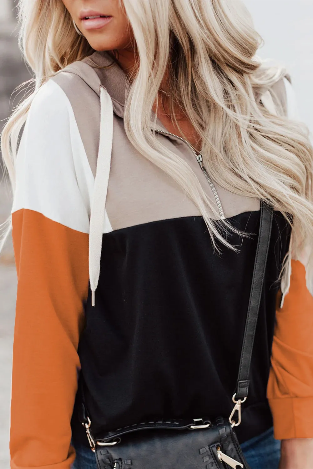 Colorblock Quarter Zip Pullover Hoodie
