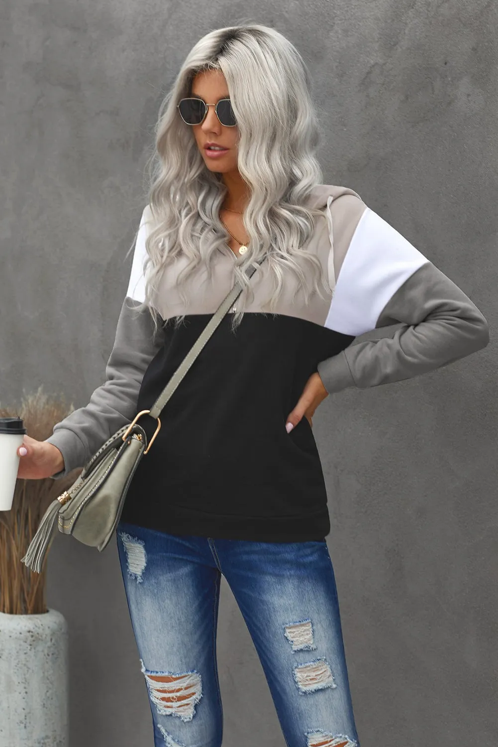 Colorblock Quarter Zip Pullover Hoodie
