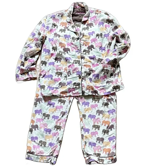 Colorful Elephants Pajama Set ~ M/L