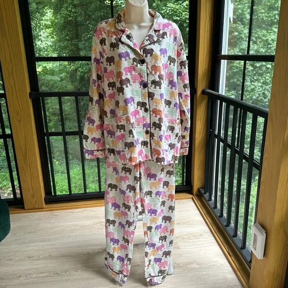 Colorful Elephants Pajama Set ~ M/L