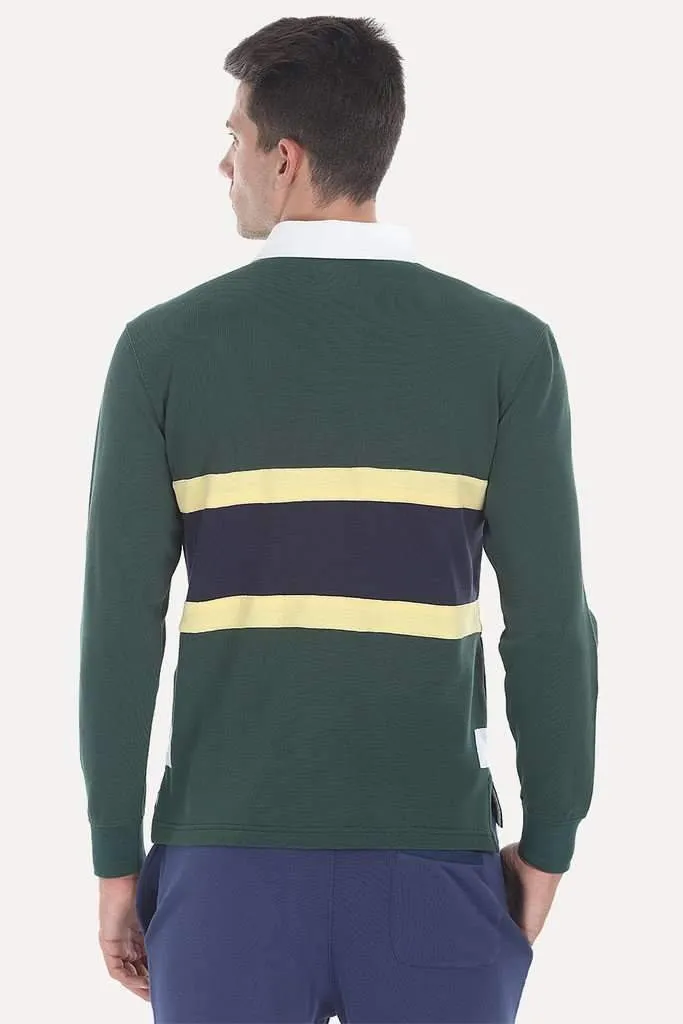 Contrast Color Block Cotton Pique Rugby
