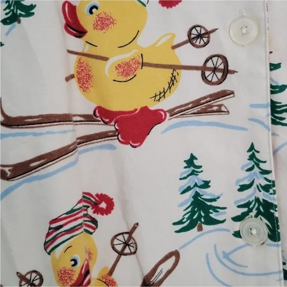 COPY - Nick &amp; Nora Flannel Pajamas Set Ducks Skiing Size XXL NWT