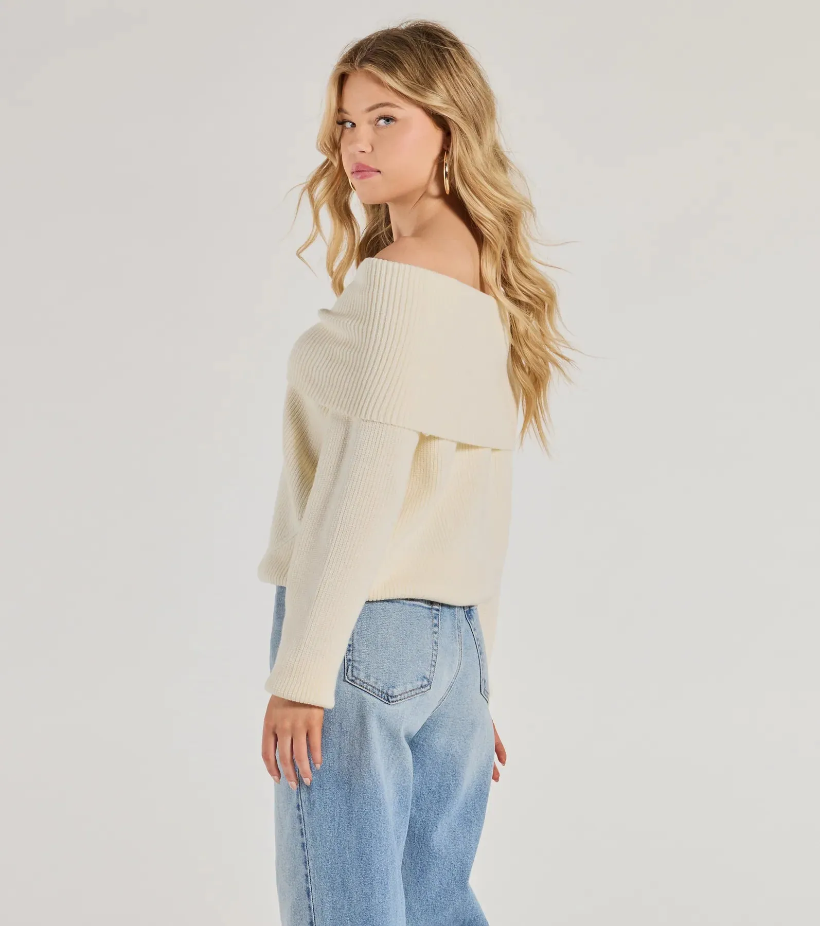 Cozy Factor Ribbed Knit Off-The-Shoulder Sweater