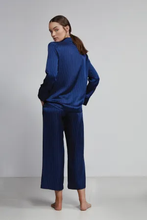 cropped pant, navy pinstripe