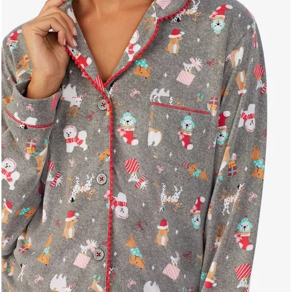 CUDDL DUDSWomen's Ultra-Soft Notch-Collar Festive Pajamas Set