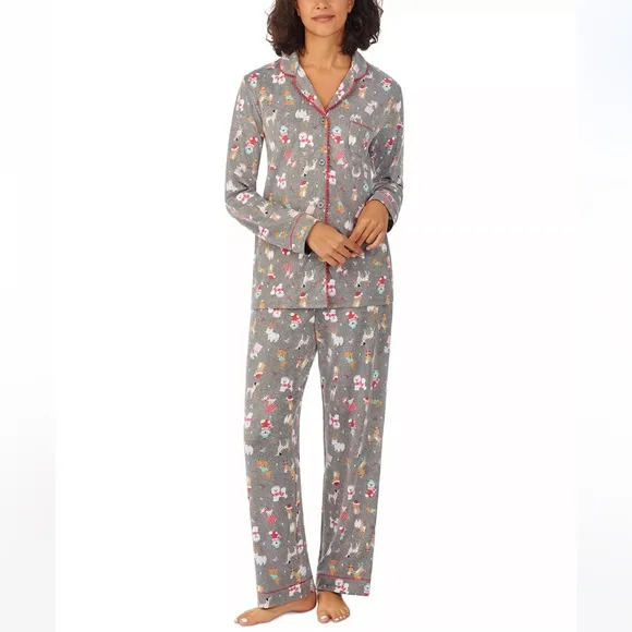 CUDDL DUDSWomen's Ultra-Soft Notch-Collar Festive Pajamas Set