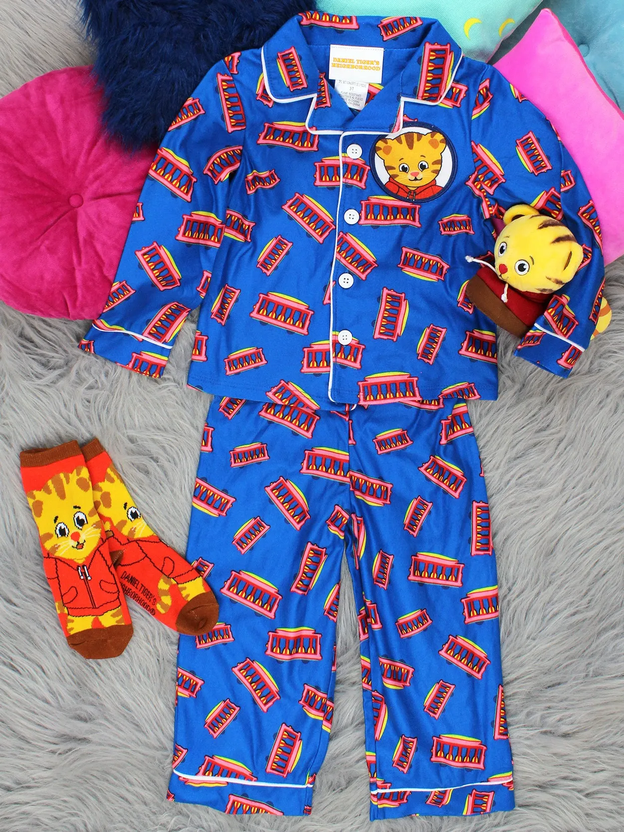 Daniel Tiger's Neighborhood Flannel Coat Style Pajamas