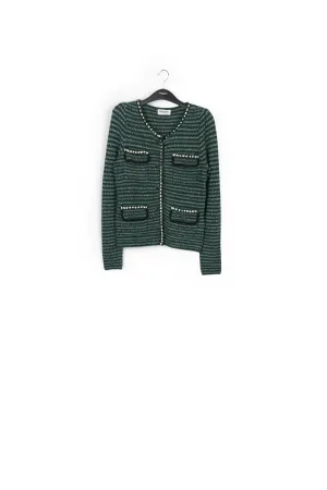 Dark green and light blue tweed cardigan