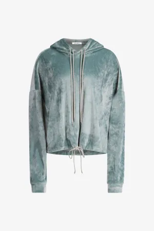 Dark Jade Velour Hoodie