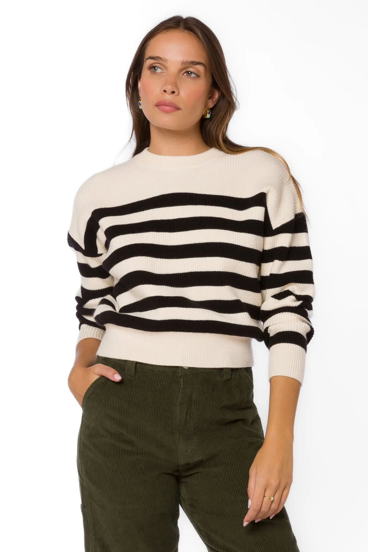 Darrell Ivory Black Stripe Sweater