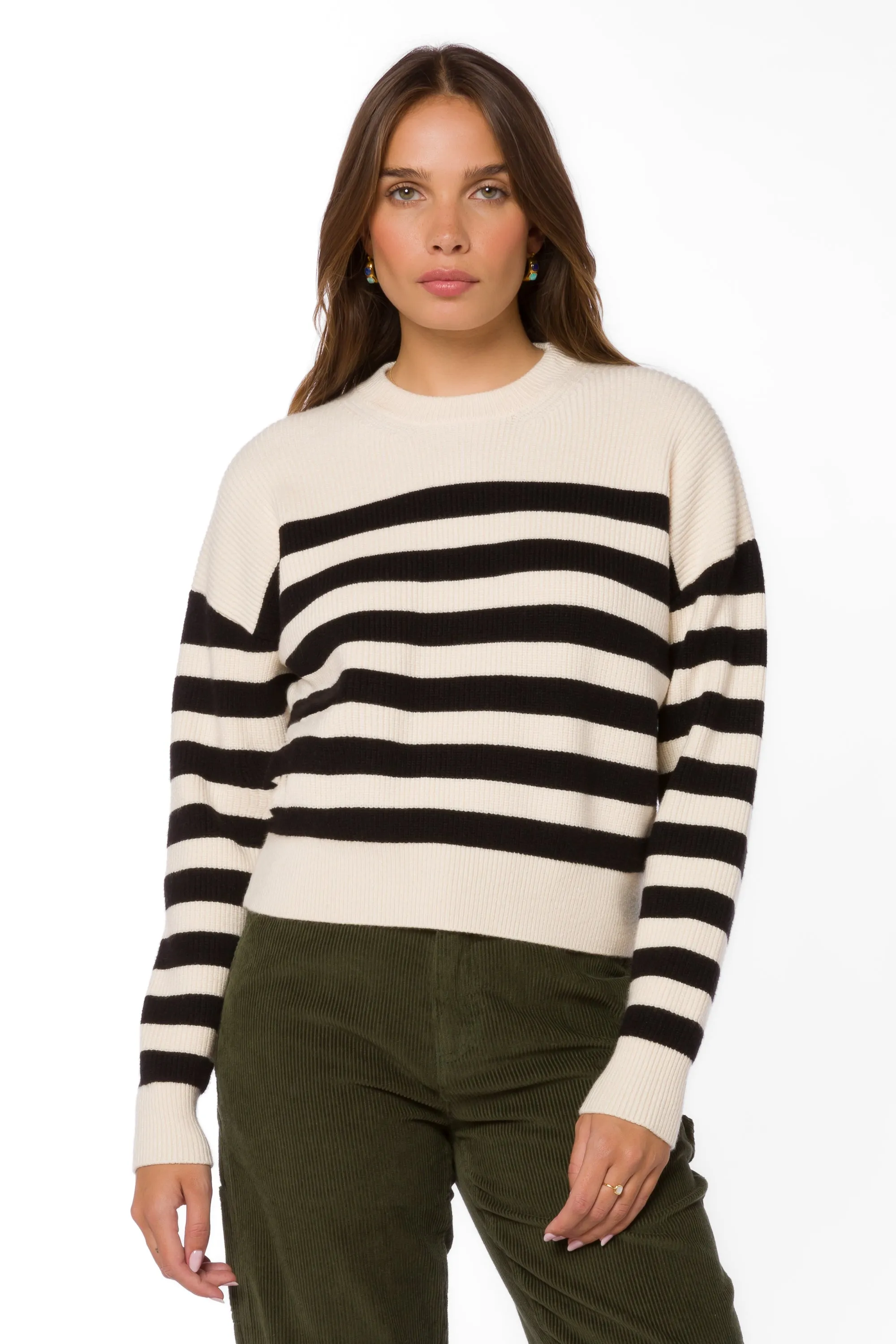 Darrell Ivory Black Stripe Sweater