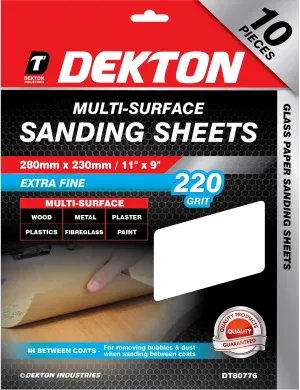 Dekton | Extra Fine 220 Grit Multi-Surface Sanding Sheets 10 Pack